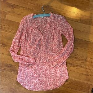 Soft Joie Pink Printed Long-Sleeve Tunic Blouse